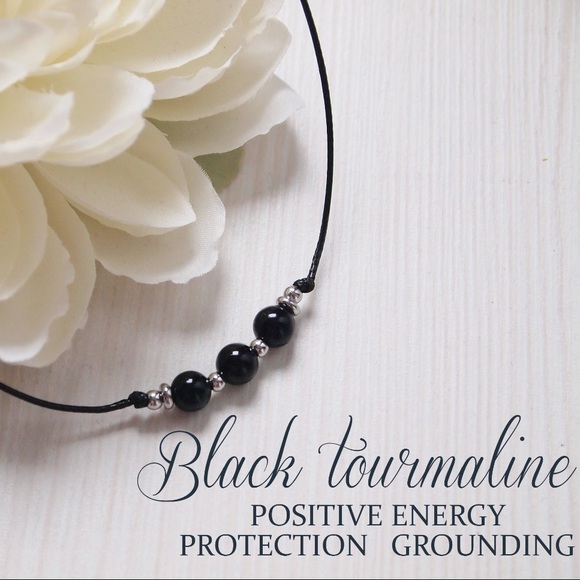 Black Tourmaline Protection Crystal Necklace - Picture 2 of 4